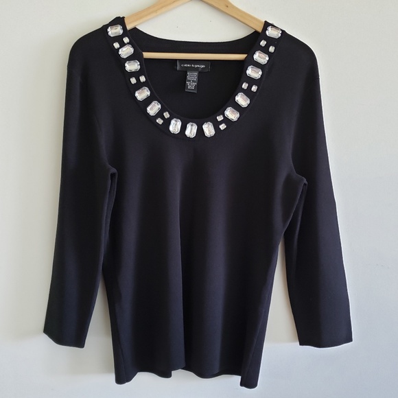 Cable & Gauge Rhinestone Top & Bolero Set Size L - Picture 3 of 10